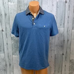 Good Fellow & Co Mens Medium Blue PolyCotton Short Sleeve Collared Polo Shirt
